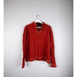 Woolrich Bittersweet orange sweater 1/4 zip wool blend size Women's XL Fall Cozy